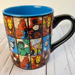 Marvel superhero’s grid coffee cup, character mug, black handle